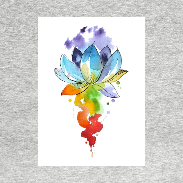 Chakra Yoga Lotus Flower Watercolour by InkySwallows
